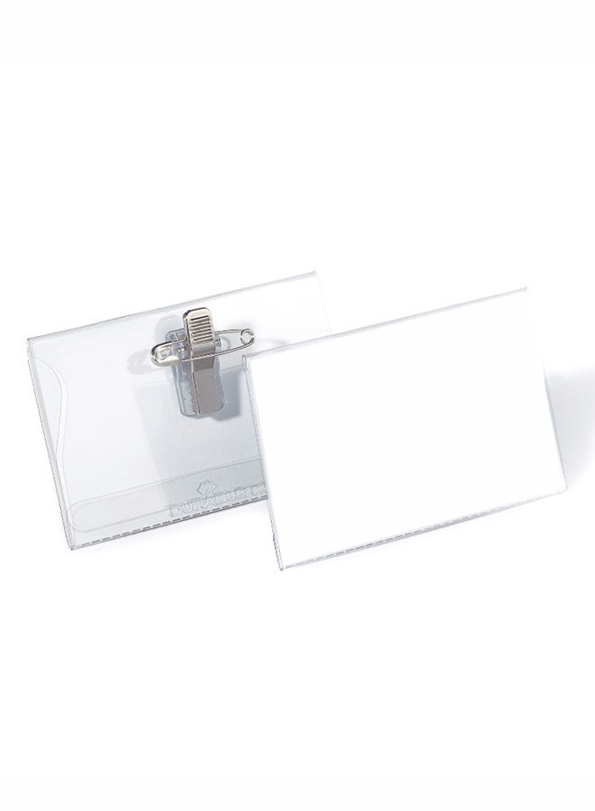 Durable 50 Pcs Clear Plastic ID Badge Holders with Clip, Vertical/Horizontal Orientation, Box of 50 Pieces - Image 1